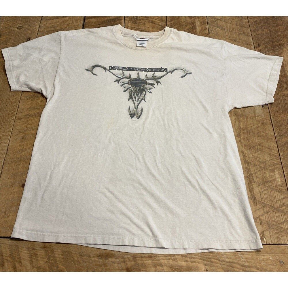 Harley Davidson Chattanooga Tennessee Graphic T-shirt Men XL Beige Short Sleeve